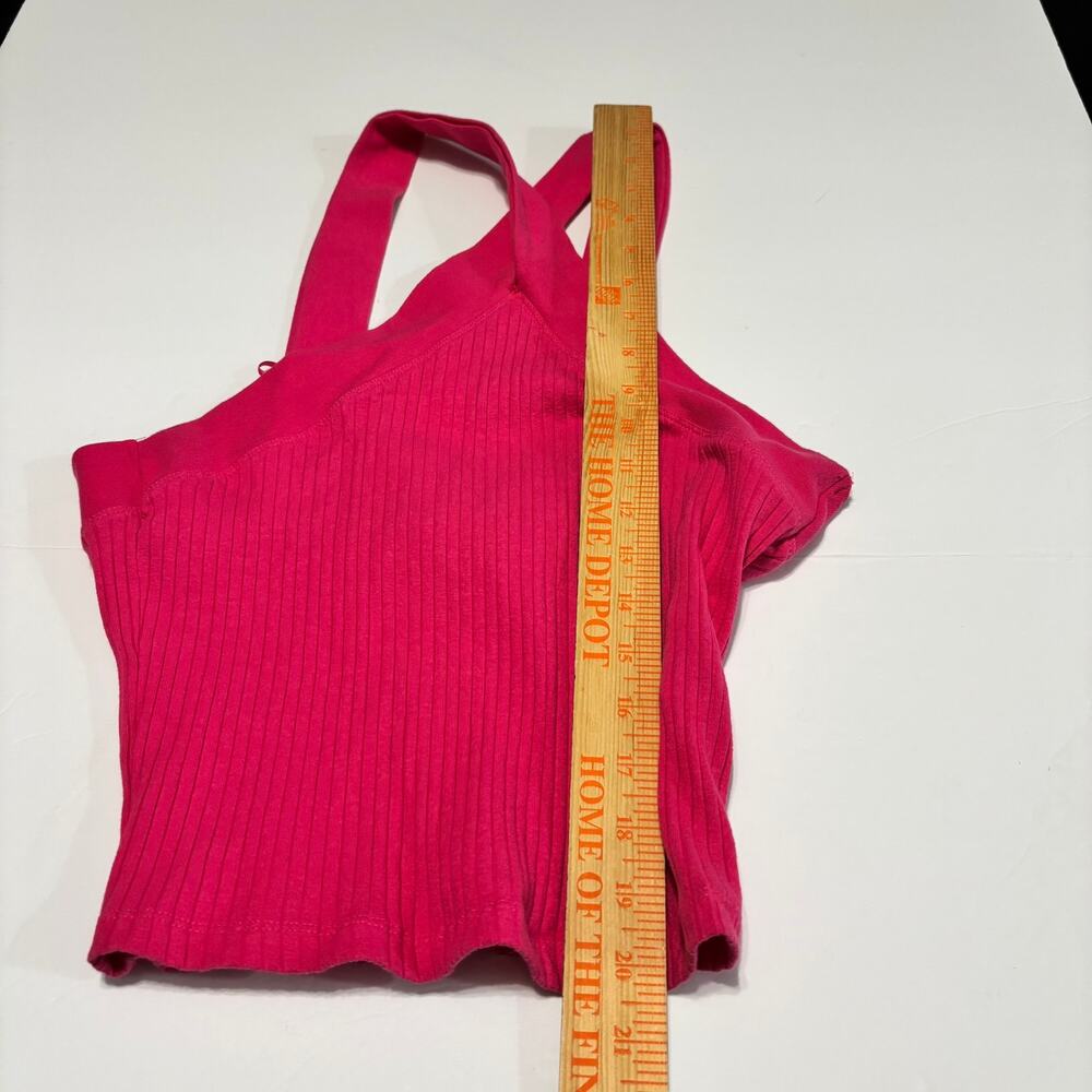 ZARA Pink Ribbed Halter Crop Top Womens L Stretch Knit Sleeveless NWT - Picture 2 of 5